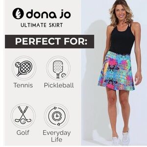 Donna Jo Ultimate A-Line Activeware Blue Multi Dri Fit Skort Size Medium
